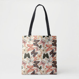 Bolsa Tote Borboletas Tropicais: Padrão Sem Costura De Aquare