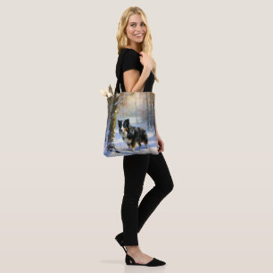 Bolsa Tote Borda Collie Deixe-o nevar no Natal