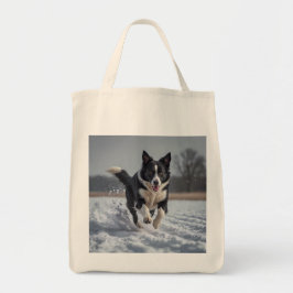 Bolsa Tote Borda Collie Elegant Grocery Tote Bag