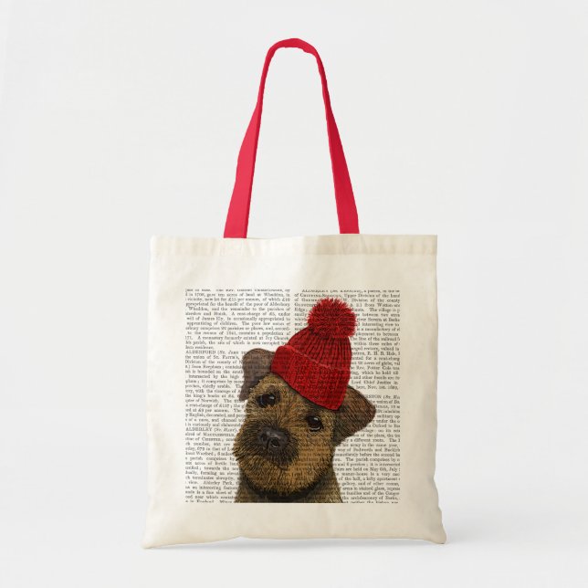 Bolsa Tote Borda com chat vermelho de bobble 3 (Frente)