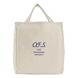 Bolsa Tote Bordada O.F.S. Terceiro pedido Franciscan