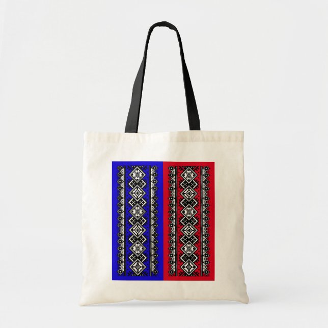 Bolsa Tote Bordado azul e vermelho (Frente)
