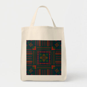Bolsa Tote Bordado Palestiniano Tatreez verde 5 Padrão