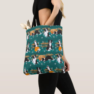 Bolsa Tote Border Collie brincando com ovelha