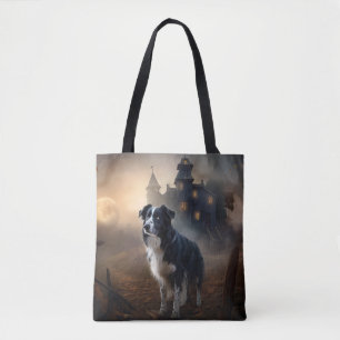 Bolsa Tote Border Collie Halloween Assustador 