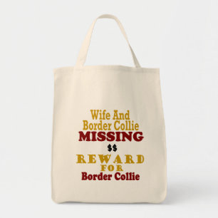 Bolsa Tote Border collie & recompensa faltante da esposa para