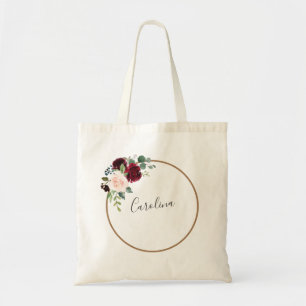 Bolsa Tote Borgonha Floral E Marsala