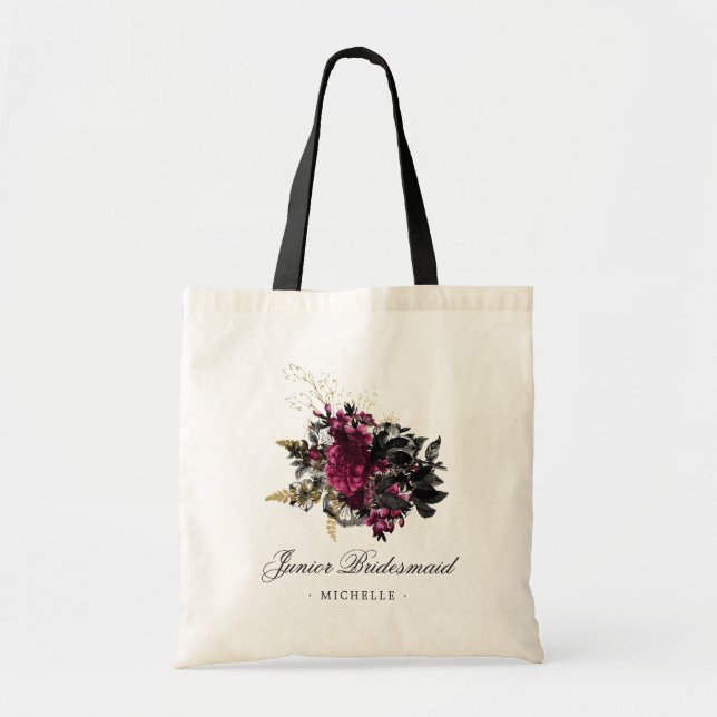 Bolsa Tote Borgonha - Marsala e Dourada Bridesmaid (Frente)