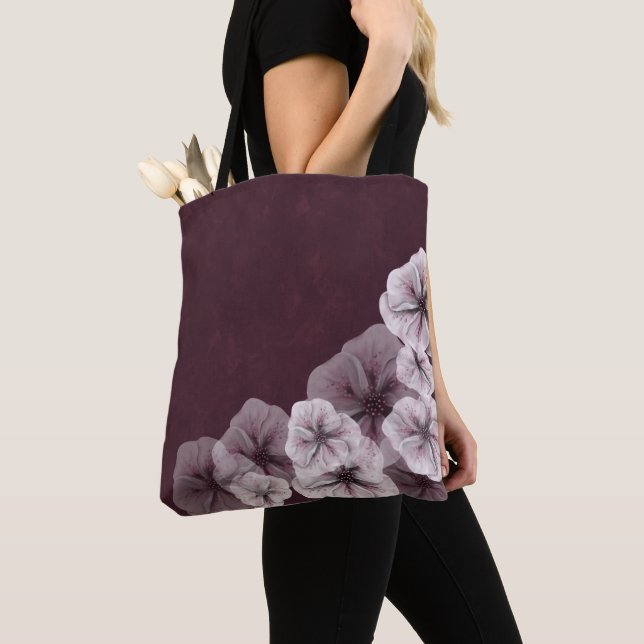 Bolsa Tote Borgonha Textured com flores (Close Up)