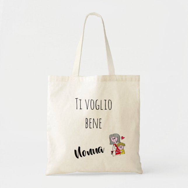 Bolsa Tote Borsa Ti voglio bene Nonna - maschietto (Frente)