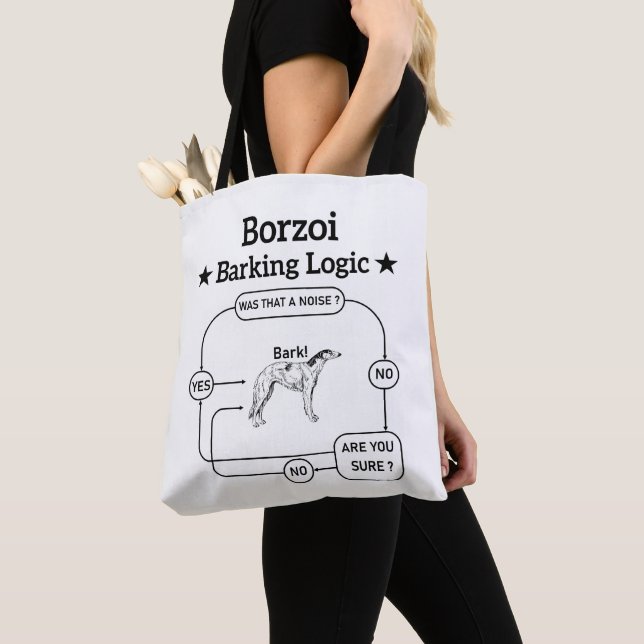 Bolsa Tote Borzoi Barking Logic Funny Dog Owner Sarcástico (Close Up)