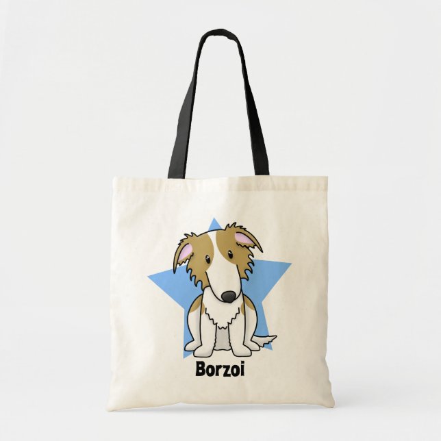 Bolsa Tote Borzoi da estrela de Kawaii (Frente)