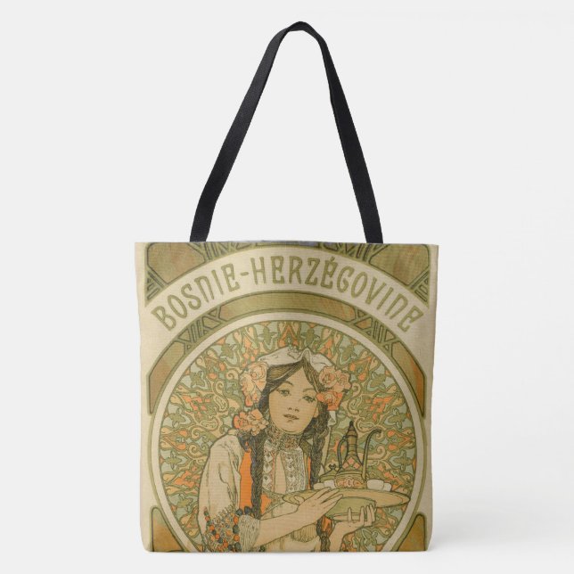 Bolsa Tote Bósnia e Herzegovina por Alphonse Mucha (1900) (Frente)