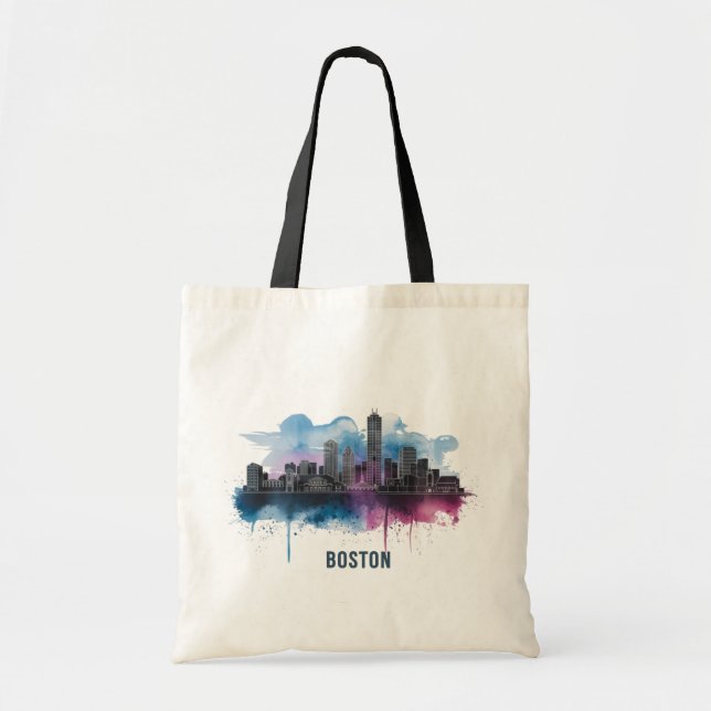 Bolsa Tote Boston City Skyline, Boston Mãe Skyline (Frente)