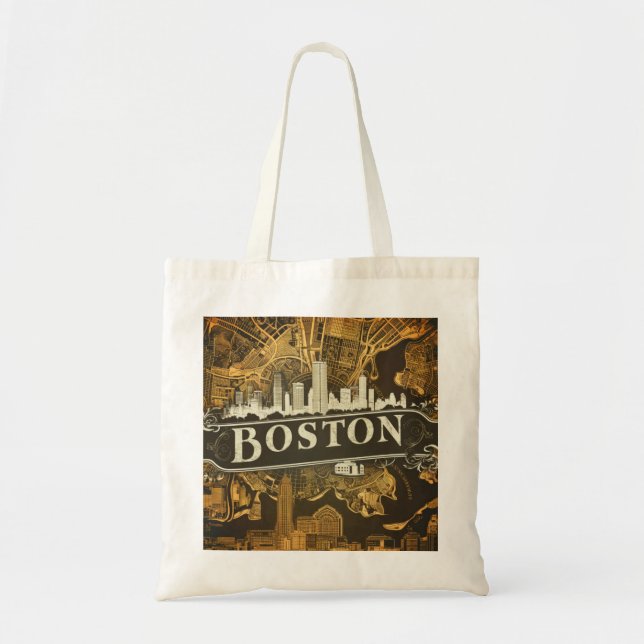 Bolsa Tote Boston, horizonte da cidade de Massachusetts com m (Frente)