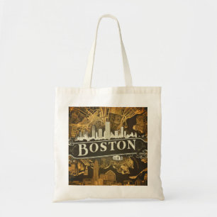 Bolsa Tote Boston, Massachusetts City Skyline com Mapa