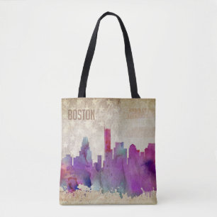Bolsa Tote Boston, skyline da cidade da aguarela das MÃES  