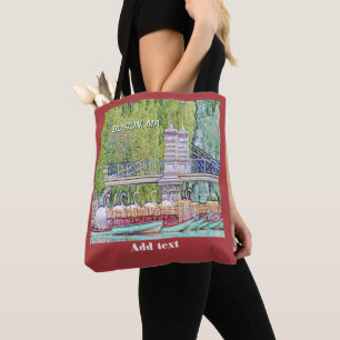 Bolsa Tote Boston Swan Boats in Pencil and Ink Filter