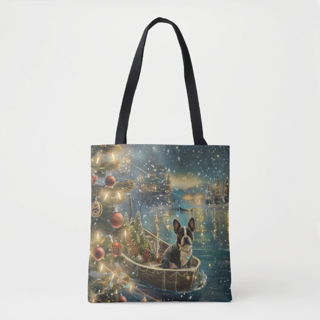 Bolsa Tote Boston Terrier Christmas Fesage Voyage (Frente)