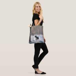 Bolsa Tote Boston Terrier Deixe Nevar Natal