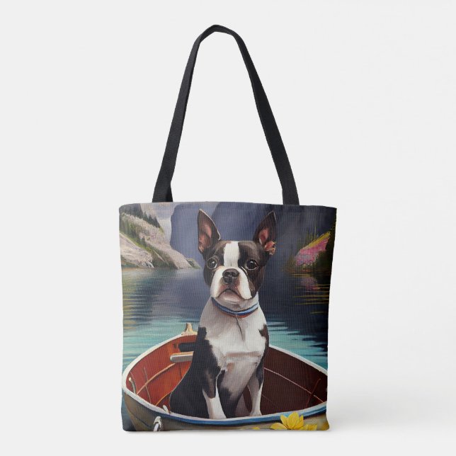 Bolsa Tote Boston Terrier em um remo: Uma aventura cênica (Verso)