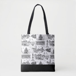 Bolsa Tote Boston Toile (Ed. Aniversário) Preto/Branco