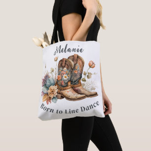 Bolsa Tote Bota Country Western de Dança em Linha Flores Cane