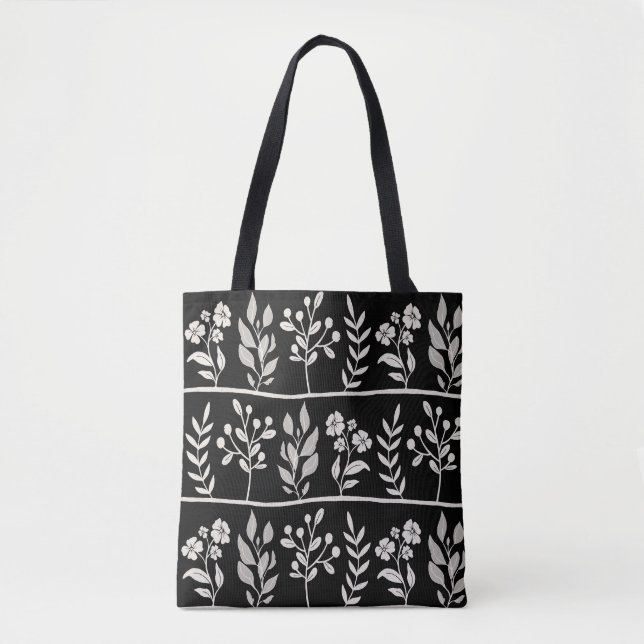 Bolsa Tote Botanic Rhapsody White Floral Silhouette Botanical (Frente)