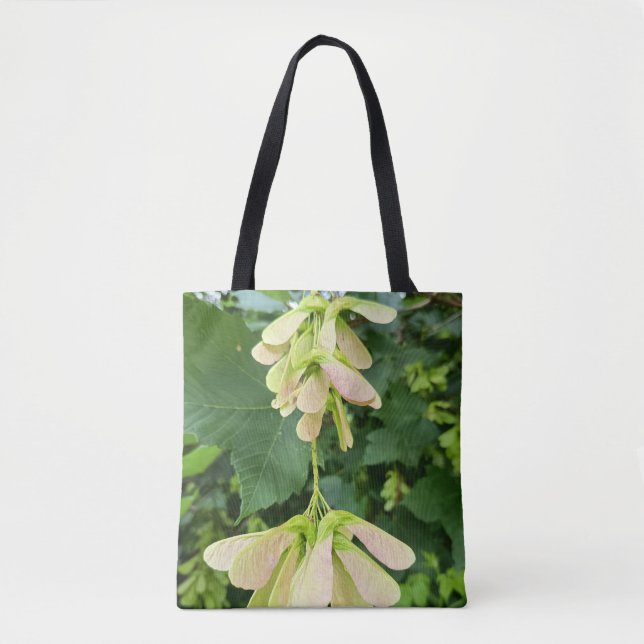 Bolsa Tote Botânica de Semente de Bordo Verde (Frente)