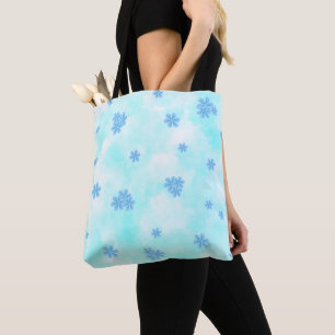 Bolsa Tote Botânica floral de cor azul moderna