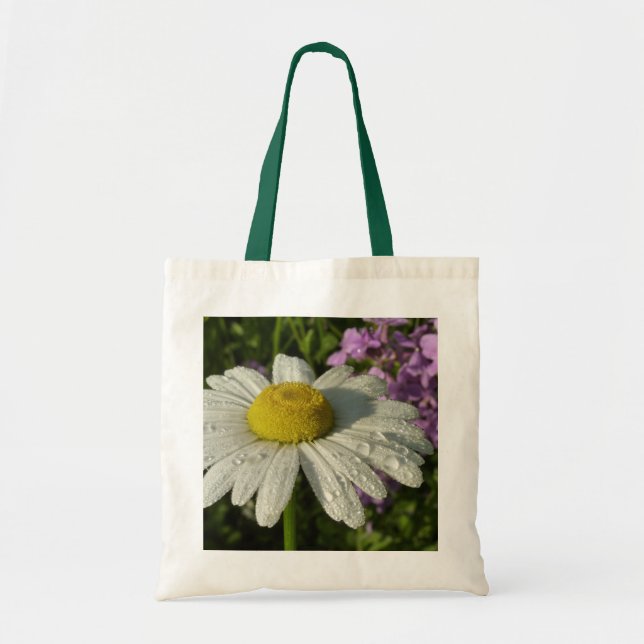 Bolsa Tote Botânica Margarida e Lilás de Verão (Frente)