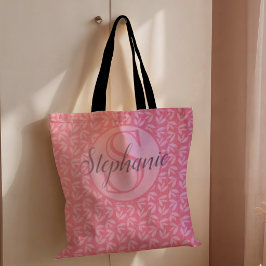 Bolsa Tote Botânica Monograma Rosa Moderna