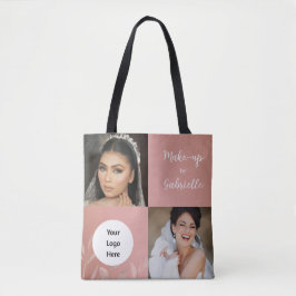 Bolsa Tote Botanical Dusty Rose Boho Photo White Script Logo
