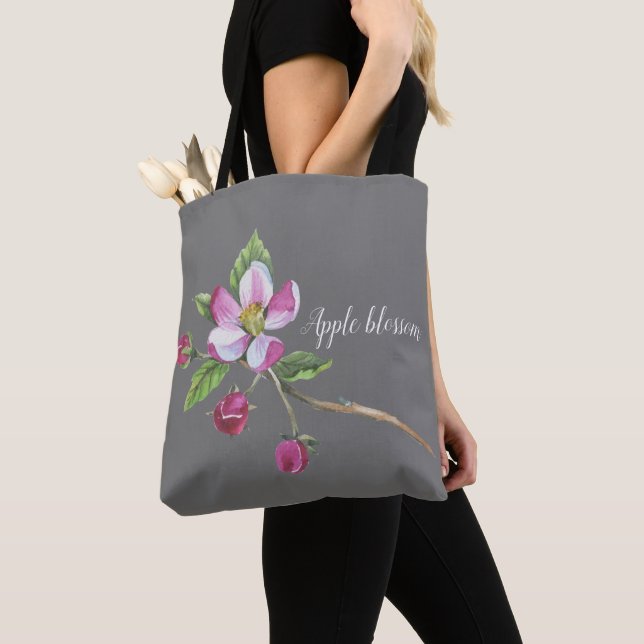 Bolsa Tote Botânico de flores de maçã aquarela (Close Up)