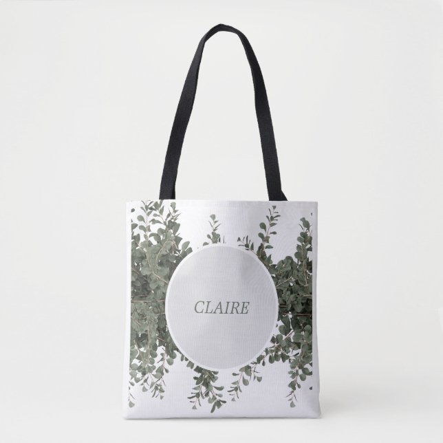Bolsa Tote Botânico Dourado Folhagem Personalizar (Frente)