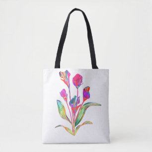 Bolsa Tote 'Botânico Vibrante' Arte Artística de Copo-de-Leit