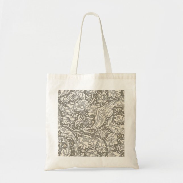 Bolsa Tote Botão de solteiro em damasco antigo William Morris (Frente)
