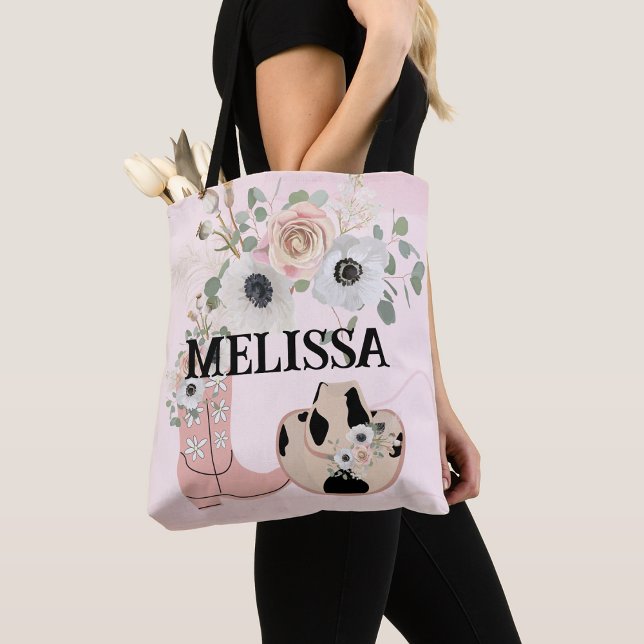 Bolsa Tote Botas cor-de-rosa ocidentais que personalizam (Criador carregado)