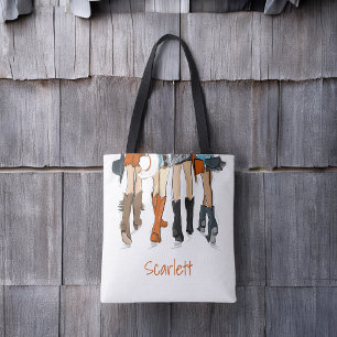 Bolsa Tote Botas Cowboy Laranja Cinza para Mulheres do Texas