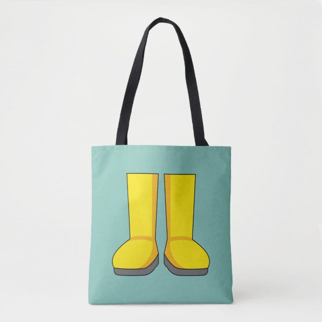Bolsa Tote Botas de Borracha Amarelas para Chuva (Frente)