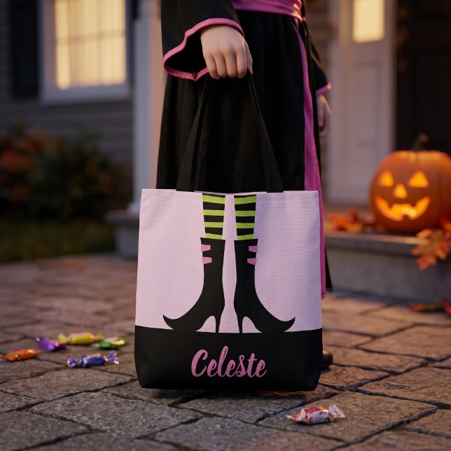 Bolsa Tote Botas de Bruxa Má Monogramadas Trick or Treat (Criador carregado)