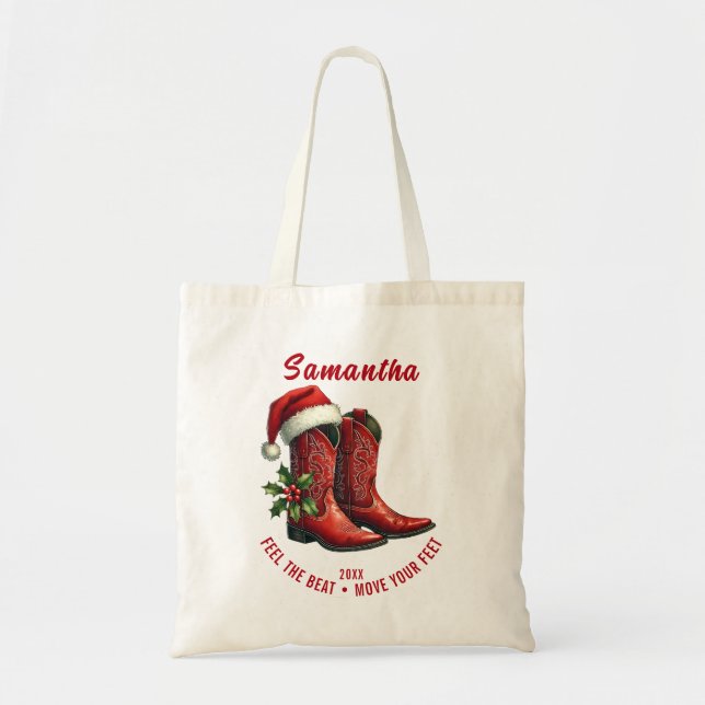 Bolsa Tote Botas de Cowboy de Dança em Linha Rústica (Frente)