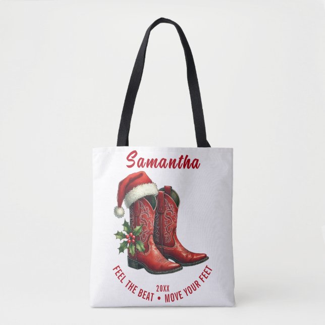 Bolsa Tote Botas de Cowboy de Dança em Linha Rústica (Frente)