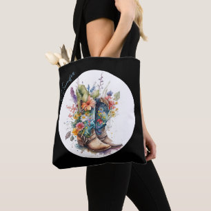 Bolsa Tote Botas e flores selvagens personalizadas