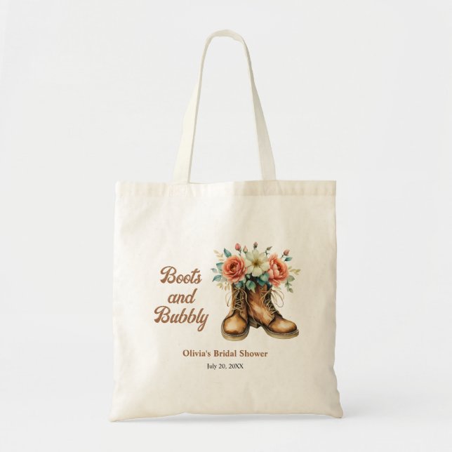 Bolsa Tote Botas Rústicas e Brinde de Chá de Noiva Western  (Frente)