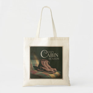 Bolsa Tote Botas Xadrez Sazão Cabana Aconchegante Arte Outono