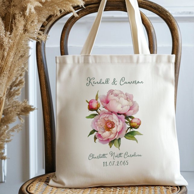 Bolsa Tote Bote Bem-Vindo Pêonias Rosa Presente Tote Bag (Criador carregado)