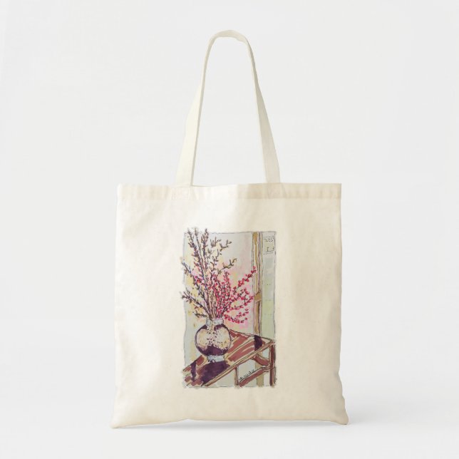 Bolsa Tote Botões de Ameixa Vermelha (Frente)