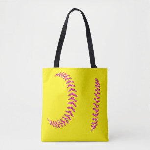 Bolsa Tote Botões de Softball Rosa Glitter