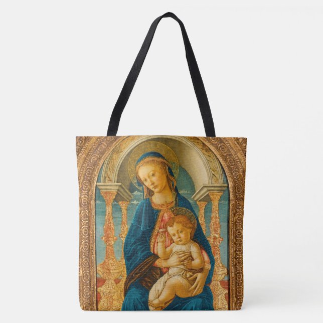 Bolsa Tote Botticelli (1445-1510) Madonna & Criança Enthroned (Frente)